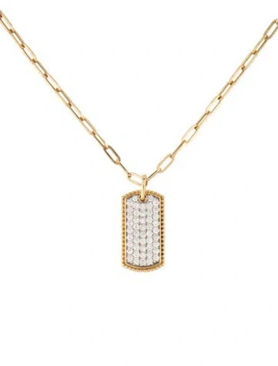 Pre-owned Gabriel & Co. 14k Diamond Pavé Dog Tag Pendant Necklace, 18" In Multi