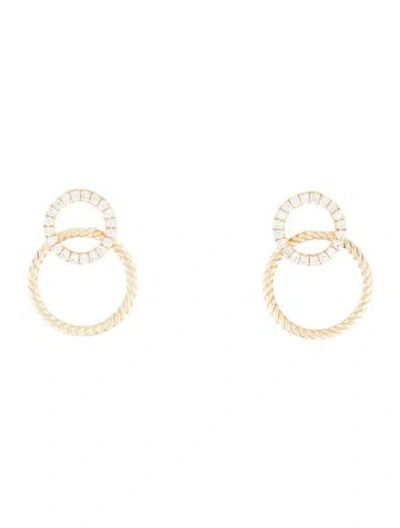 Pre-owned Gabriel & Co. 14k Diamond Peek A Boo Double Circle Diamond And Twisted Rope Earrings In Multicolor