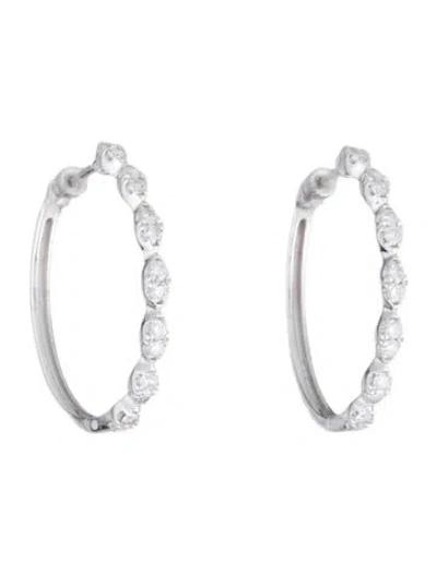 Pre-owned Gabriel & Co. 14k Diamond Scalloped Hoop Earrings In Multicolor