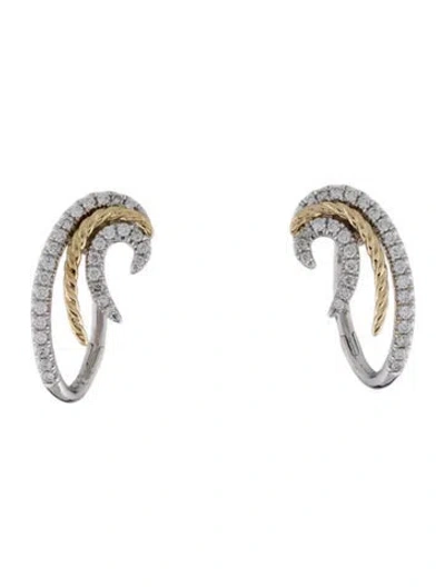 Pre-owned Gabriel & Co. 14k Diamond Swirling Layered Huggie Earrings In Multicolor
