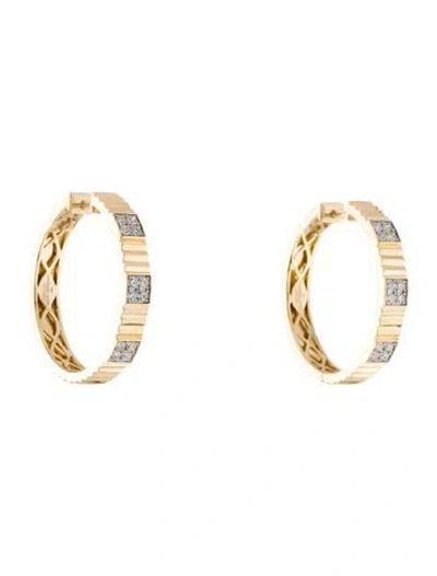 Pre-owned Gabriel & Co. 14k Diamond Textured Hoop Earrings In Multicolor