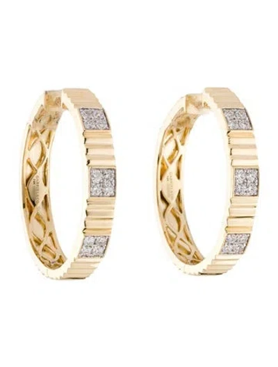 Pre-owned Gabriel & Co. 14k Diamond Textured Hoop Earrings In Multicolor