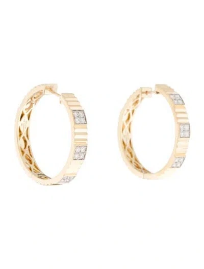 Pre-owned Gabriel & Co. 14k Diamond Textured Hoop Earrings In Multicolor