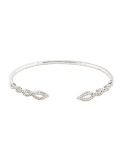 Pre-owned Gabriel & Co. 14k Diamond Twisted Cuff Bangle, 6" In Multicolor