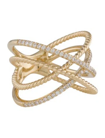 Pre-owned Gabriel & Co. 14k Diamond Twisted Rope Criss Cross Ring In Multicolor