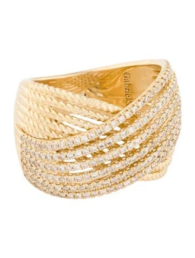 Pre-owned Gabriel & Co. 14k Diamond Twisted Rope Criss-cross Ring In Multicolor