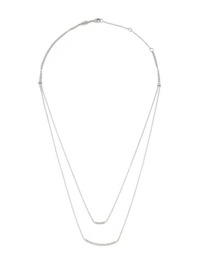 Pre-owned Gabriel & Co. 14k Diamond Two Strand Curved Bar Necklace, 17.5" In Multi