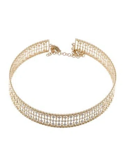 Pre-owned Gabriel & Co. 14k Diamond Wide Bujukan Choker, 16.5" In Multicolor