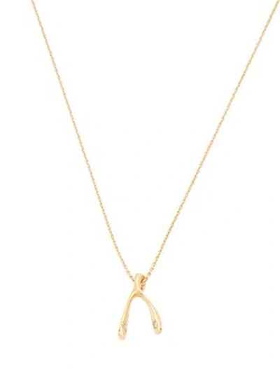 Pre-owned Gabriel & Co. 14k Diamond Wishbone Pendant, 18" In Multi