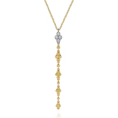 Gabriel & Co. 14k Gold Diamond Beaded Drop Pendant Necklace