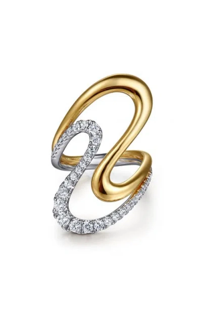 Gabriel & Co. 14k Gold Diamond Bypass Statement Ring In Multi