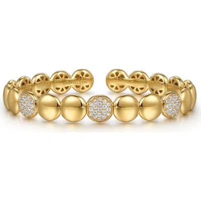 Gabriel & Co. 14k Gold Diamond Cluster Cuff Bangle In Multi