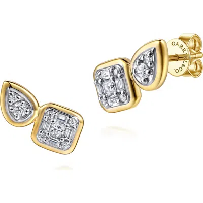 Gabriel & Co. 14k Gold Diamond Stud Earrings In Burgundy