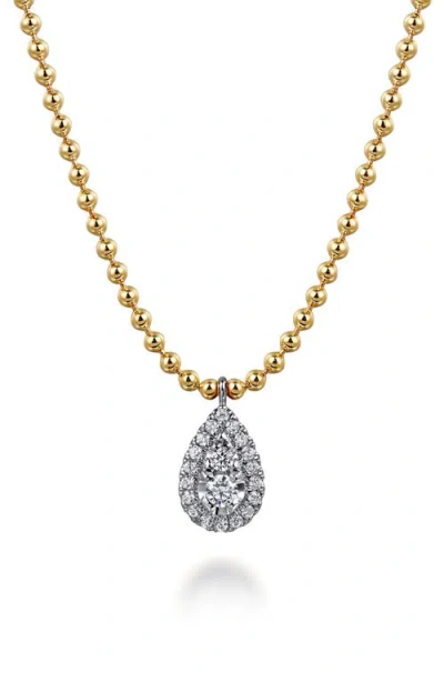 Gabriel & Co. 14k Gold Diamond Teardrop Pendant Necklace