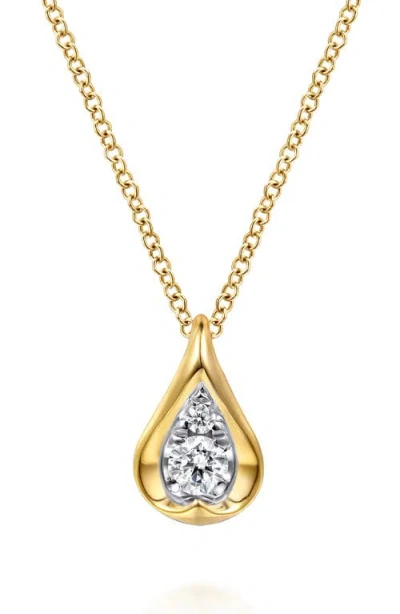 Gabriel & Co. 14k Gold Diamond Teardrop Pendant Necklace