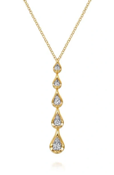 Gabriel & Co. 14k Gold Diamond Teardrop Pendant Necklace