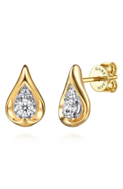 Gabriel & Co. 14k Gold Diamond Teardrop Stud Earrings In Gray