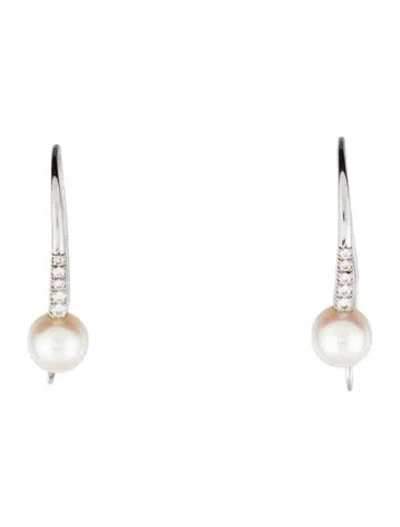 Pre-owned Gabriel & Co. 14k Pearl & Diamond Drop Earrings In Multi
