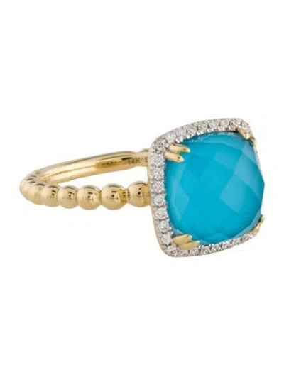 Pre-owned Gabriel & Co. 14k Quartz Doublet & Diamond Cocktail Ring In Multicolor