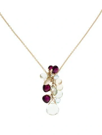 Pre-owned Gabriel & Co. 14k Quartz, Garnet & Topaz Pendant Necklace, 18" In Multi