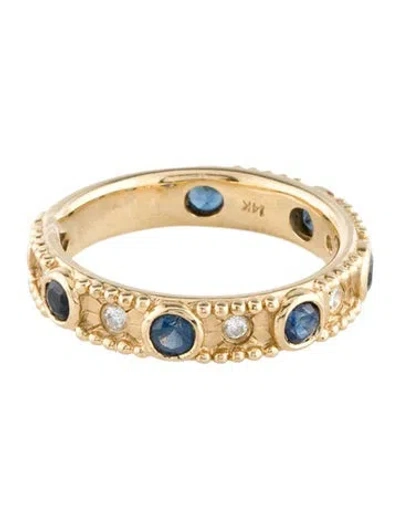 Pre-owned Gabriel & Co. 14k Sapphire & Diamond Band In Multi