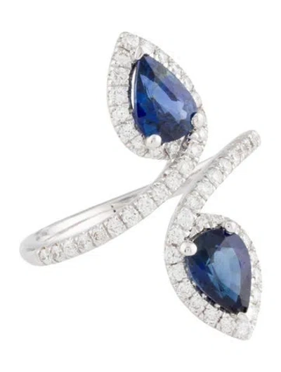 Pre-owned Gabriel & Co. 14k Sapphire & Diamond Cocktail Ring In Multicolor