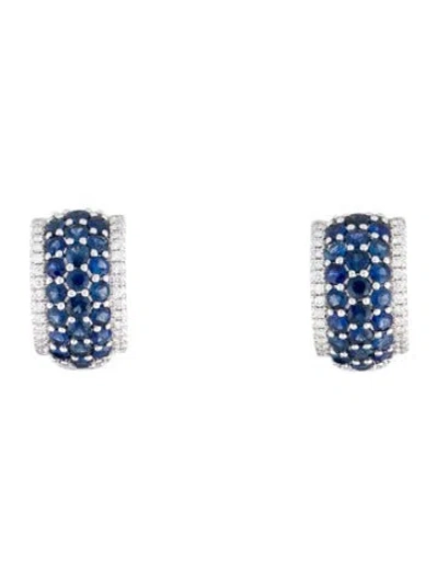 Pre-owned Gabriel & Co. 14k Sapphire & Diamond Huggie Earrings In Multicolor