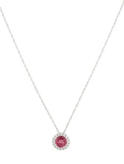 Pre-owned Gabriel & Co. 14k Tourmaline & Diamond Pendant Necklace, 18" In Multi