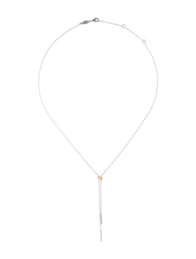 Pre-owned Gabriel & Co. 14k Two-tone Diamond Lavalier Pendant Necklace, 15.25" In Multicolor