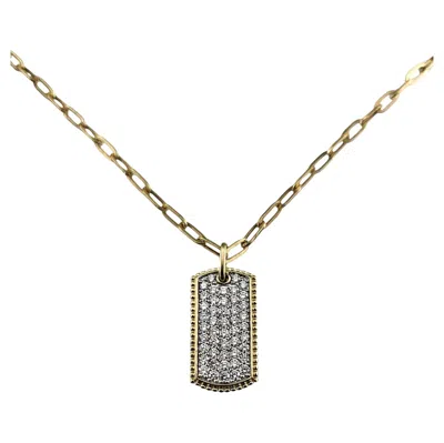 Pre-owned Gabriel & Co. 14k Yellow Gold Diamond Dog Tag Necklace #24497