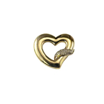 Pre-owned Gabriel & Co. 14k Yellow Gold Diamond Open Heart Pendant #23401