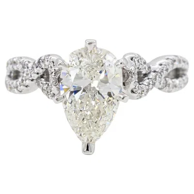 Pre-owned Gabriel & Co. 1.55 Carat Pear-shaped Diamond Crossover Engagement Ring In 14k In Multi