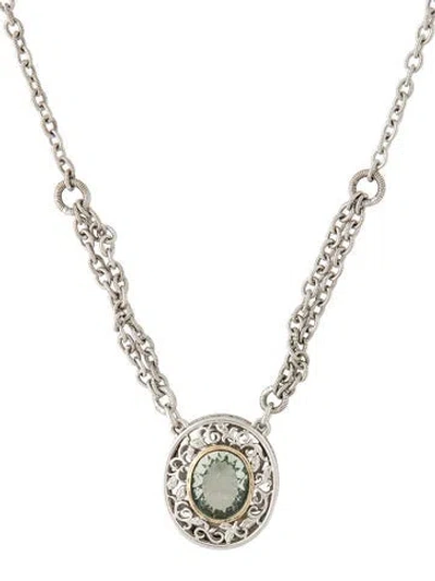 Pre-owned Gabriel & Co. 3.67ctw Prasiolite Pendant Necklace, 18" In Multi