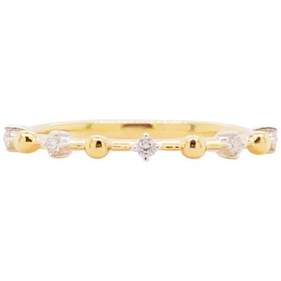 Pre-owned Gabriel & Co. Alternating Diamond Ring, 14k Gold Diamond Bead Station Band, Lr51703 In Multi