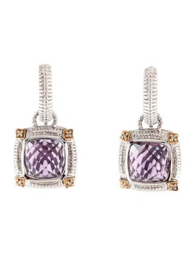 Pre-owned Gabriel & Co. Amethyst & Diamond Drop Earrings In Multi