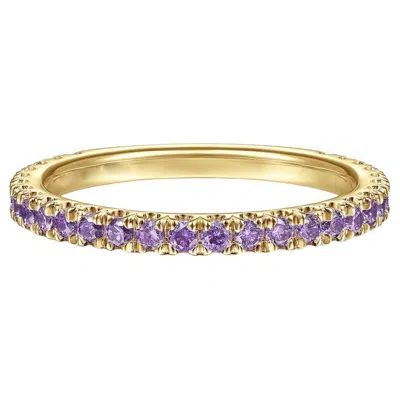 Pre-owned Gabriel & Co. Amethyst Stackable 2mm Band 14k Gold February Birthstone, Wedding, Stack Lr50889 In Purple