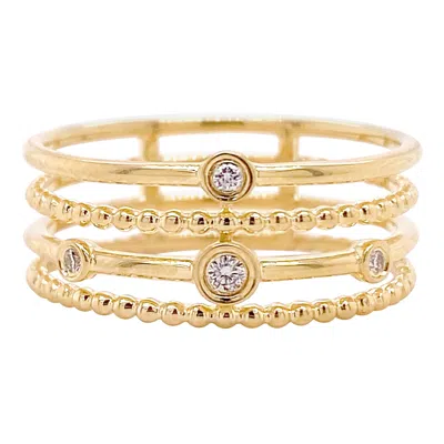 Pre-owned Gabriel & Co. Beaded And Bezel Diamond Station Stack 4-in-1, 14k Gold, Made To Order Lr51278 In Multi