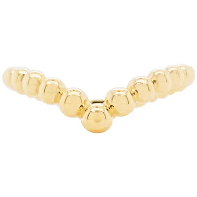 Pre-owned Gabriel & Co. Beaded Chevron Curve V Band Curved Bead Ring 14k Yellow Gold Stack Lr51800