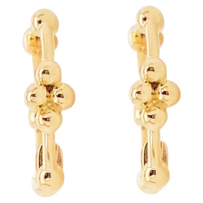 Pre-owned Gabriel & Co. Beaded Cluster Huggie Hoop Earrings 14k Yellow Gold, Eg14000
