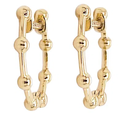 Pre-owned Gabriel & Co. Beaded Huggie Hoops, 15mm Small Accent Stack 14k Yellow Gold Hinged Eg13999