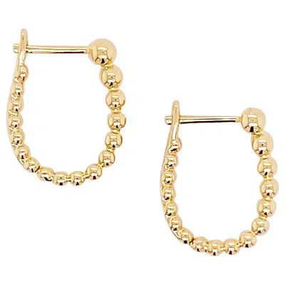 Pre-owned Gabriel & Co. Beaded Oval Huggie Hoop Earrings, 14k Yellow Gold,  Eg13988