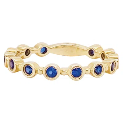 Pre-owned Gabriel & Co. Blue Sapphire Bezel Band 14 Karat Gold Stackable Made To Order, Lr4584