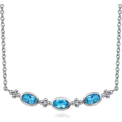 Gabriel & Co. Blue Topaz Frontal Necklace In Multi