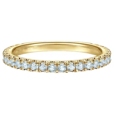Pre-owned Gabriel & Co. Blue Topaz Stackable 2mm Band 14k Gold December Birthstone Stack Ring Lr50889