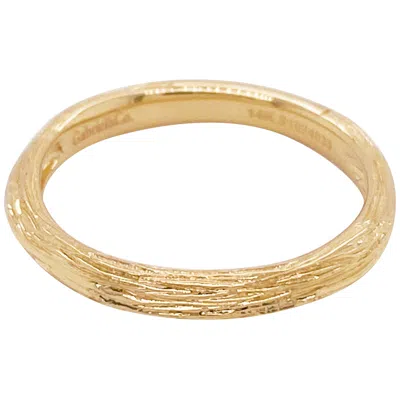 Pre-owned Gabriel & Co. Brush Bark Textured Branch Band, 14k Yellow Gold Stackable, Lr5648