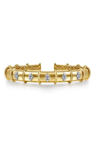 Gabriel & Co. Bujuka 14k Gold Diamond Cuff Bracelet In Multi