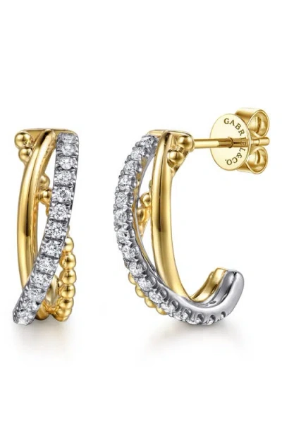 Gabriel & Co. Bujuka 14k Gold Diamond Hoop Earrings In Multi