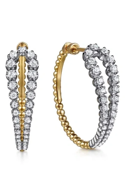 Gabriel & Co. Bujuka 14k Gold Diamond Hoop Earrings In Multi