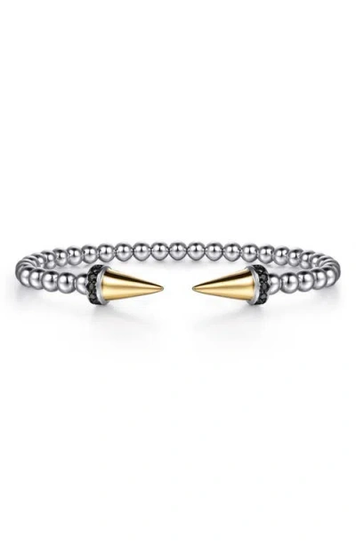 Gabriel & Co. Bujukan 14k Gold & Black Spinel Sterling Silver Punk Bangle Bracelet