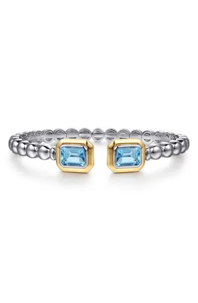 Gabriel & Co. Bujukan 14k Gold & Sterling Silver Blue Topaz Bangle In Gray